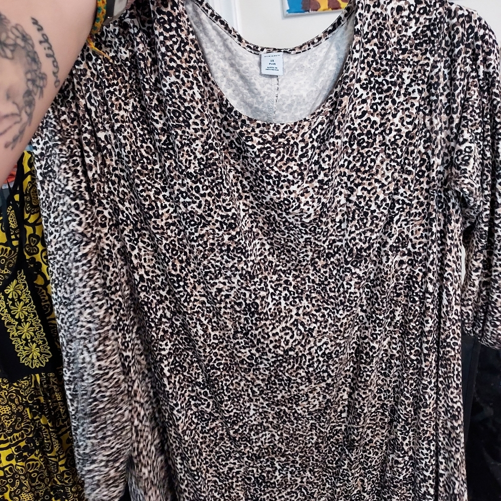 Old navy plus size leopard print dress long sleeve